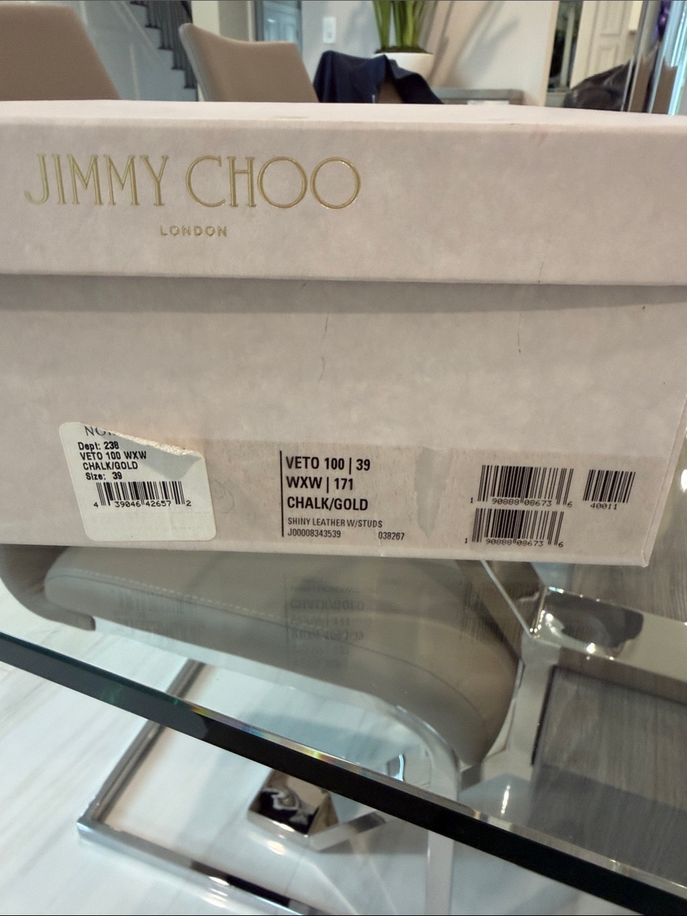Jimmy Choo White Studded Block Heel Sandals with Ankle Cuff size 39 - Picture 9 of 9